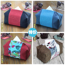 Handmade cotton linen drawing paper box car tissue box set linen towel paper bag car carrying retro handmade cloth bag