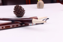 Zou Jianyongs brush and pen are in the middle of the book.