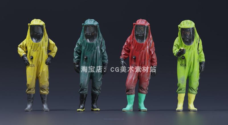 图片[3]-Blender/C4D生化服士兵防毒面具武装军事人物角色绑定3D模型素材-cg男孩