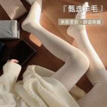 Autumn and winter hit bottom pants womens wool integrated with pantyhose black grey inside wearing slim fit slim fit nude socks