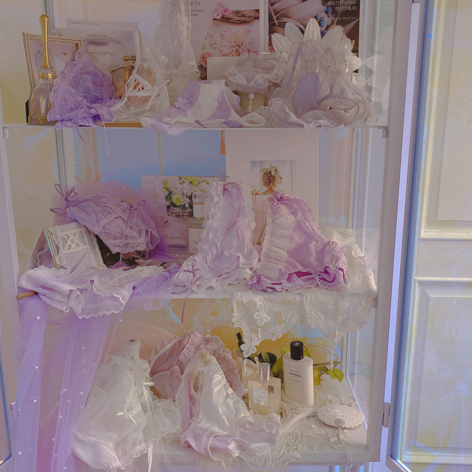 (Meritless Romantic Light Purple) Peach Honey 3 Dress Lady Pure Desire Lace Pants Breathable Pure Cotton Crotch Triangle Pants