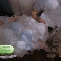 Sweet and Embroidered Palace Lotus Leaf Yarn Side Bra Suit Teenage Girl Minus Age High Sweet Lingerie Sexy Little Chest Coaling