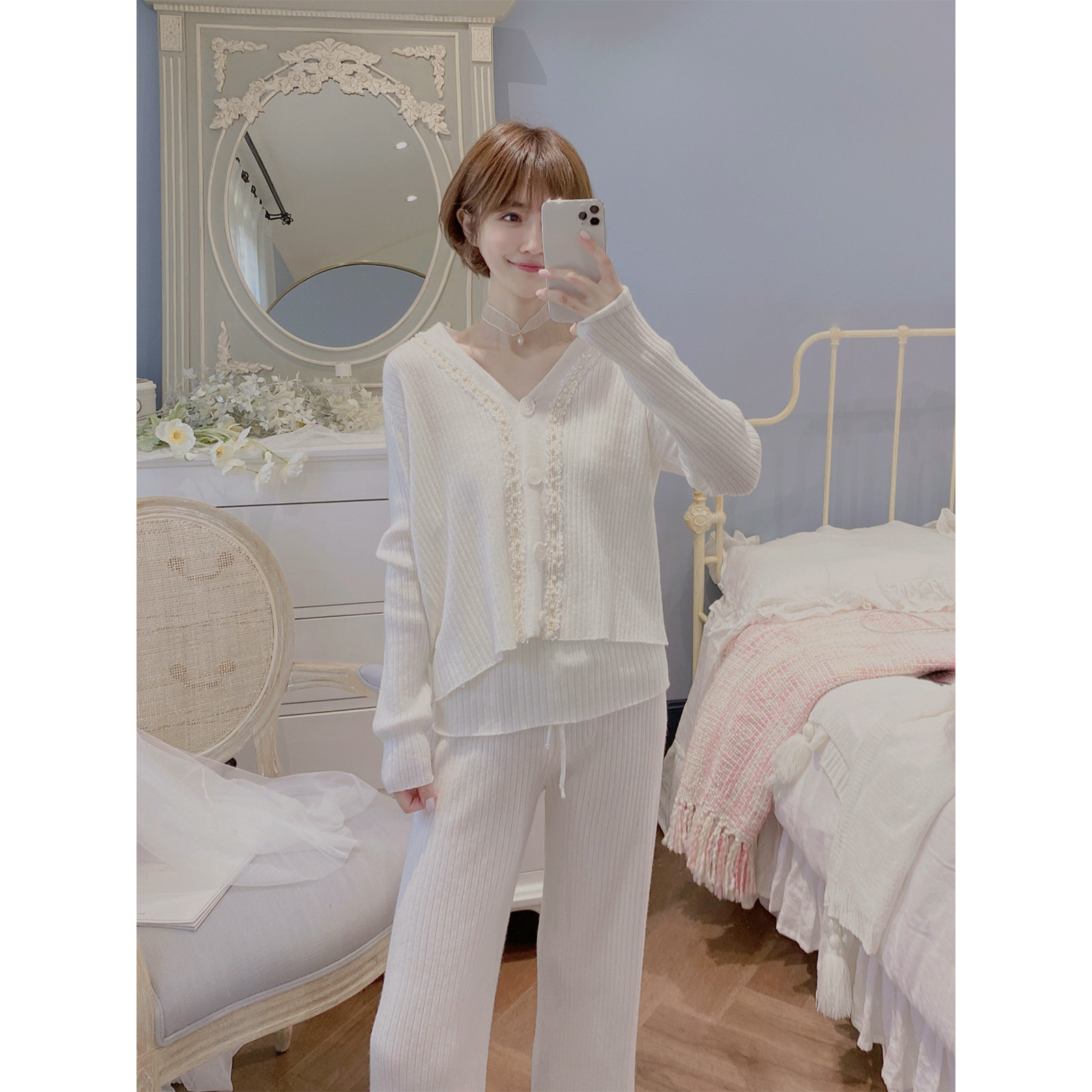 Temperament name Yuanyuan Xiaoxiang Spring autumn can be worn outside with soft cotton and sleeping clothes gentle and elegant with three sets of home clothes