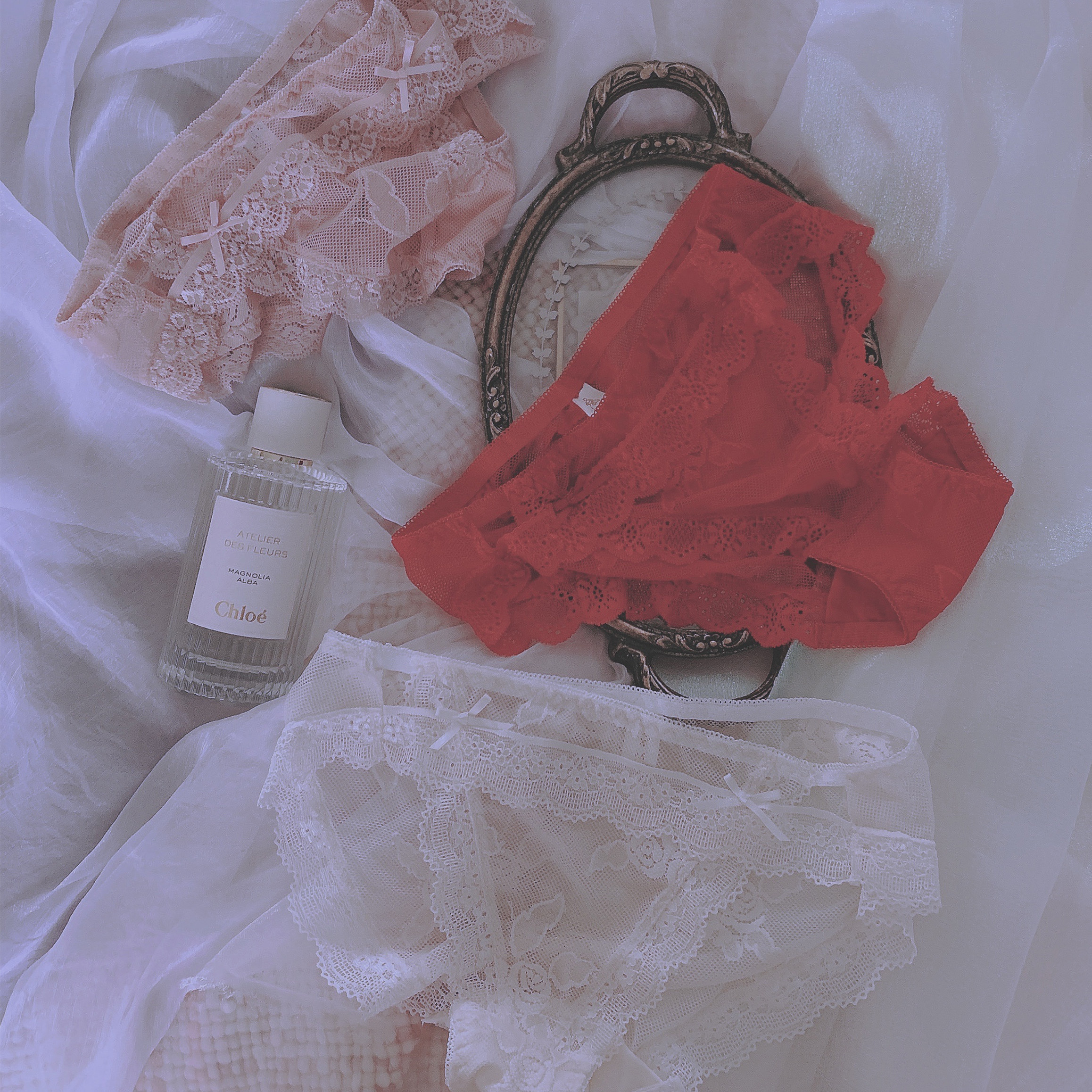 Peach Honey Pants Woman Sweet and Double Side Butterfly knot Sexy full lace breathable low waist Pure Cotton Stall Triangle Pants