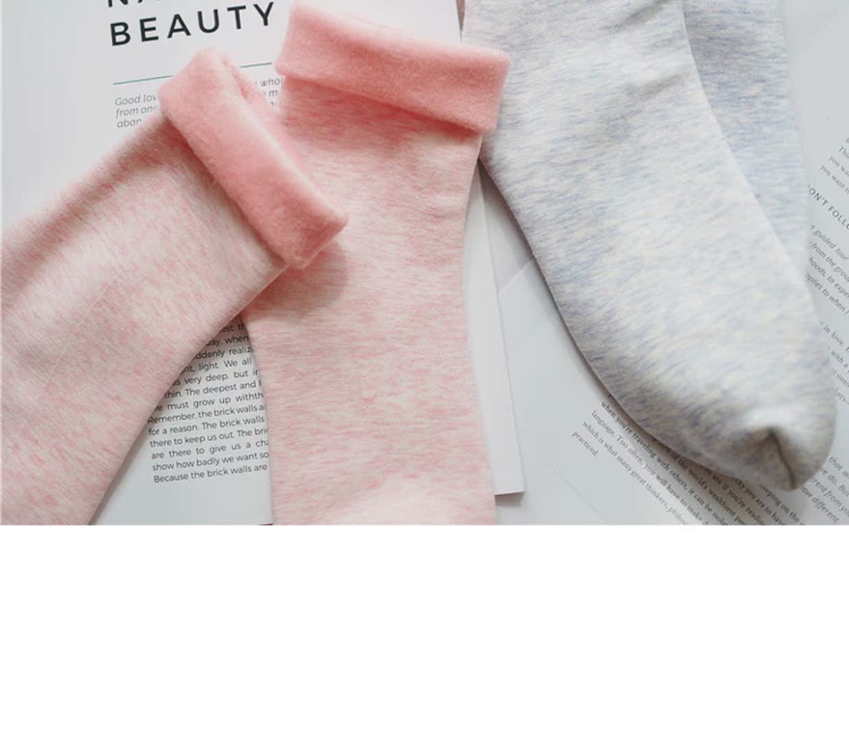 Ấm nhung lót dày đan còng ấm vớ vớ mùa thu và mùa đông vớ cotton PS369 vớ da