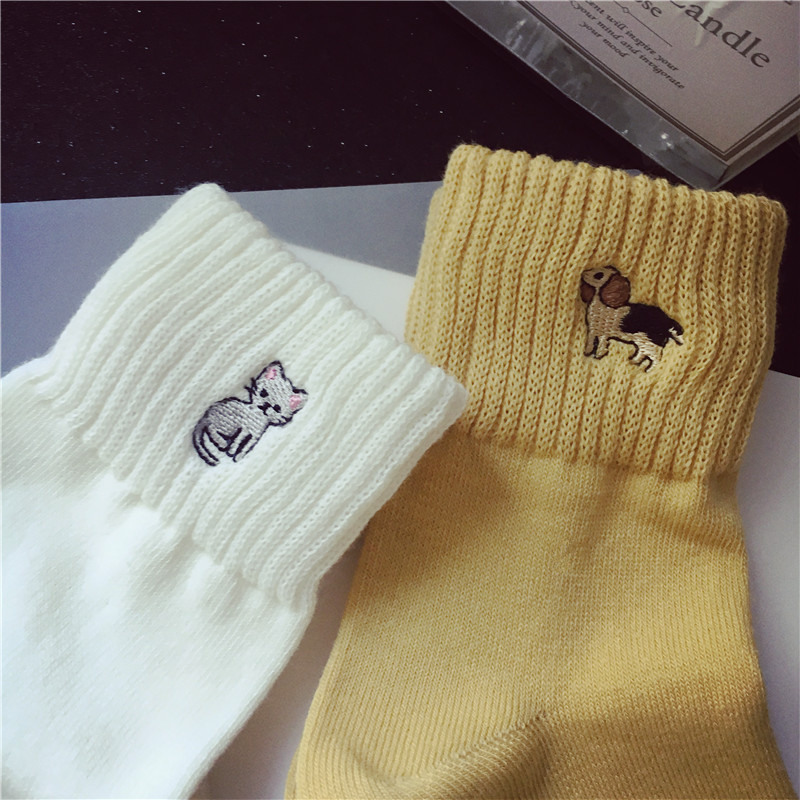 Vớ đan mềm mại dễ thương thêu nhỏ thú bông vớ cotton cô gái vớ P0529 vớ bông