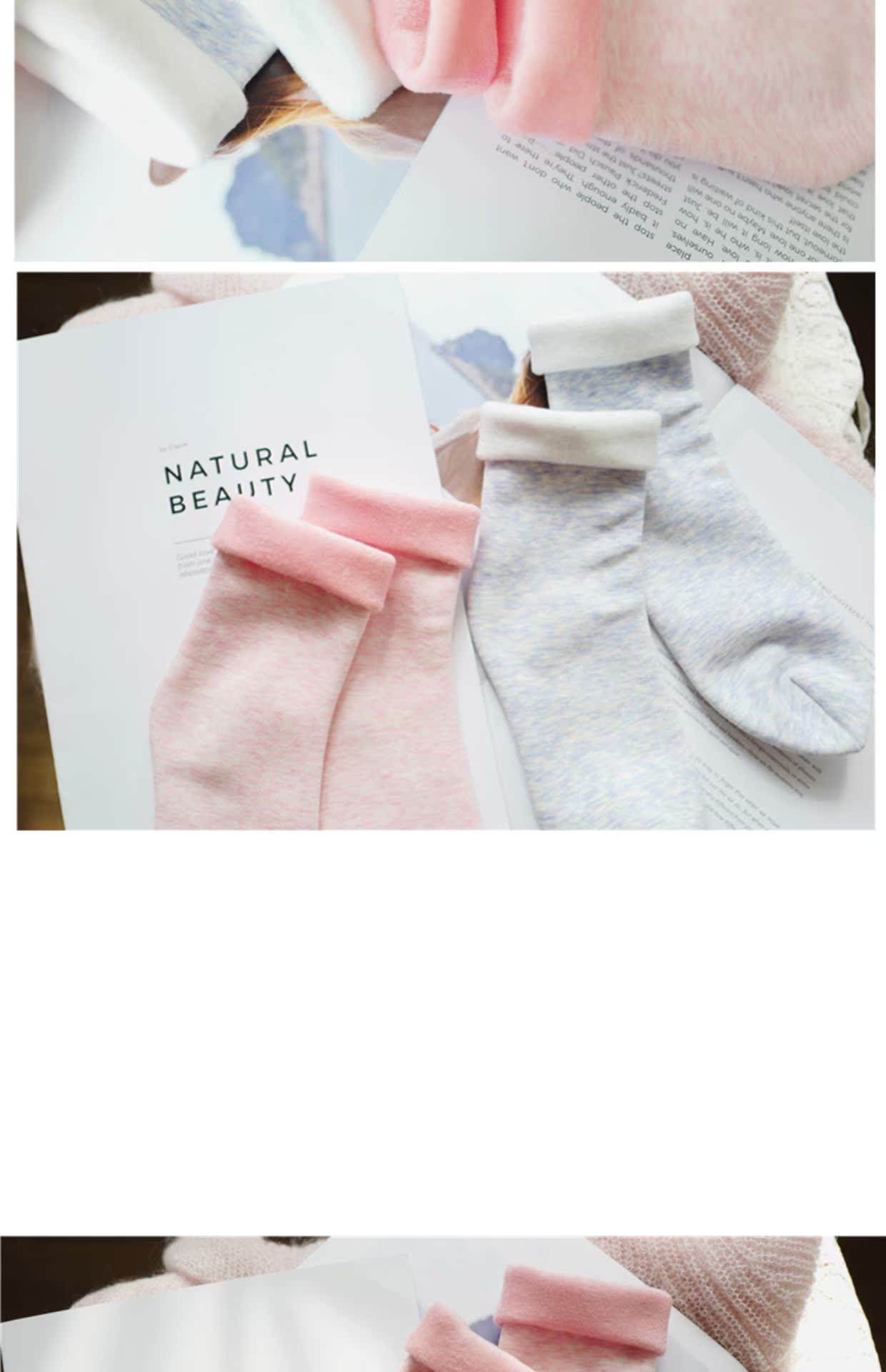 Ấm nhung lót dày đan còng ấm vớ vớ mùa thu và mùa đông vớ cotton PS369 vớ da