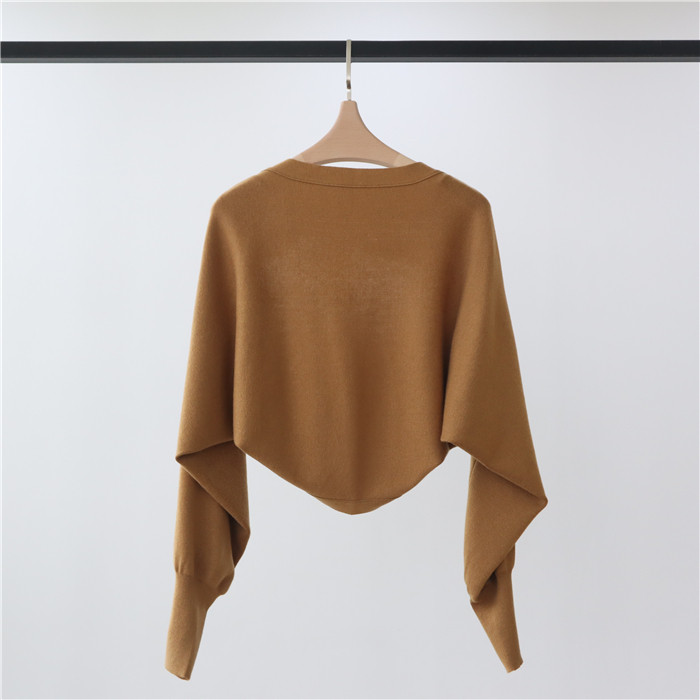 The new 2022 autumn collection of woolen knitted cardigan for women features a loose-fitting shawl with a laid-back style. It is a one-piece solid-color outerwear with a small coat pic 33