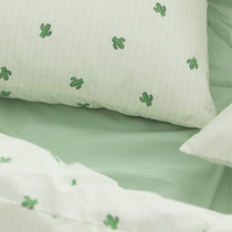 Nordic Brevity Dark Grain Green Plant Cactus Pure Cotton Cloth Custom Made Bed Linen Quilt Cover Bed Bamboo Hat Dormitory Kit