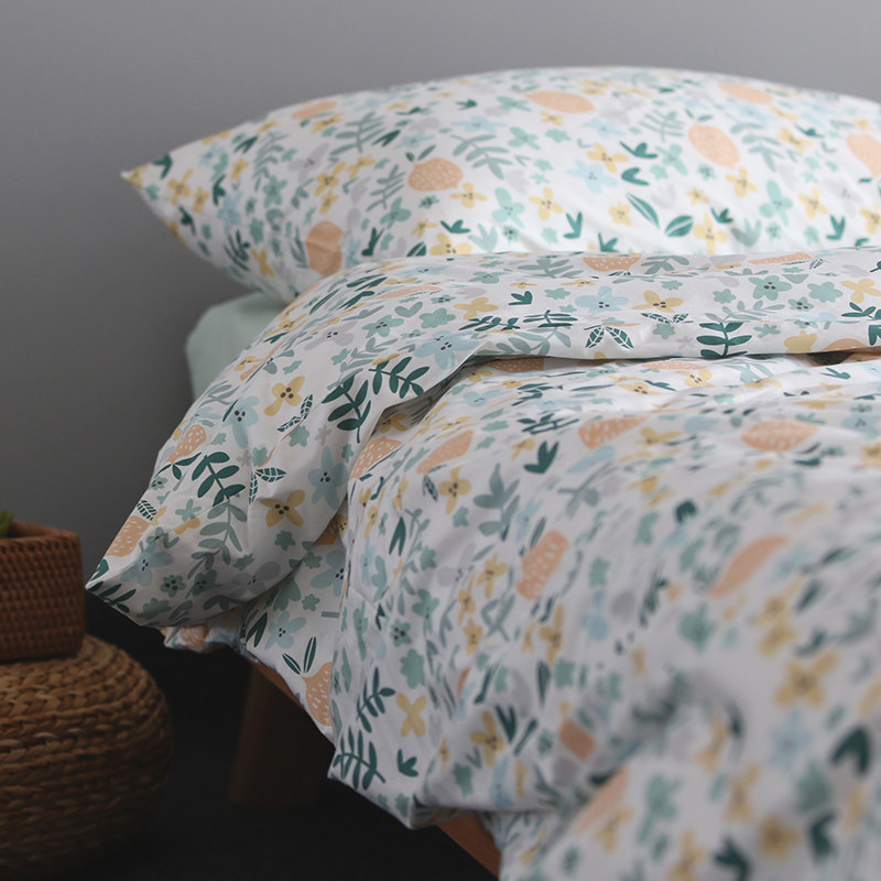 Japanese-style hand-painted beautiful and minimalist pure cotton custom dormitory single-piece bed sheet, pillowcase, quilt cover, bedding