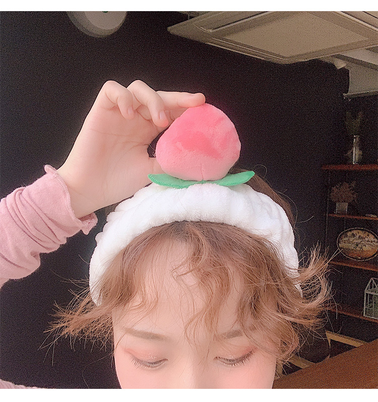 韓國ins水蜜桃洗臉髮帶 可愛少女心桃子頭帶 髮飾