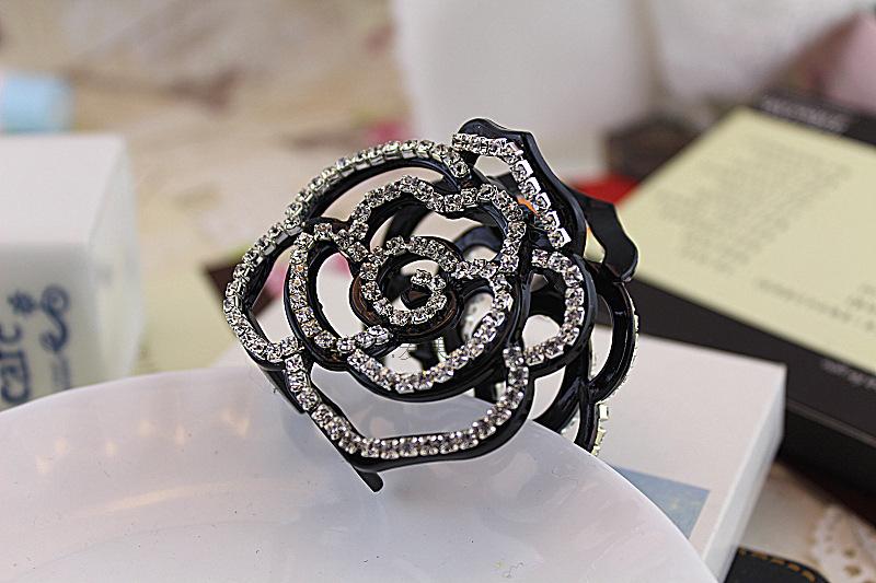 Thời trang hàn quốc kẹp tóc phụ kiện tóc Hàn Quốc phiên bản của hollow rhinestone bow chuối clip dọc thư mục thẻ dọc ponytail clip