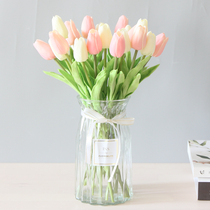 Nordic Ins Tulip Emulation Flower Bouquet Dried Flowers Fake Bouquet Living-room Tea Table Decoration Flowers Silk Flower Table Floral Art New