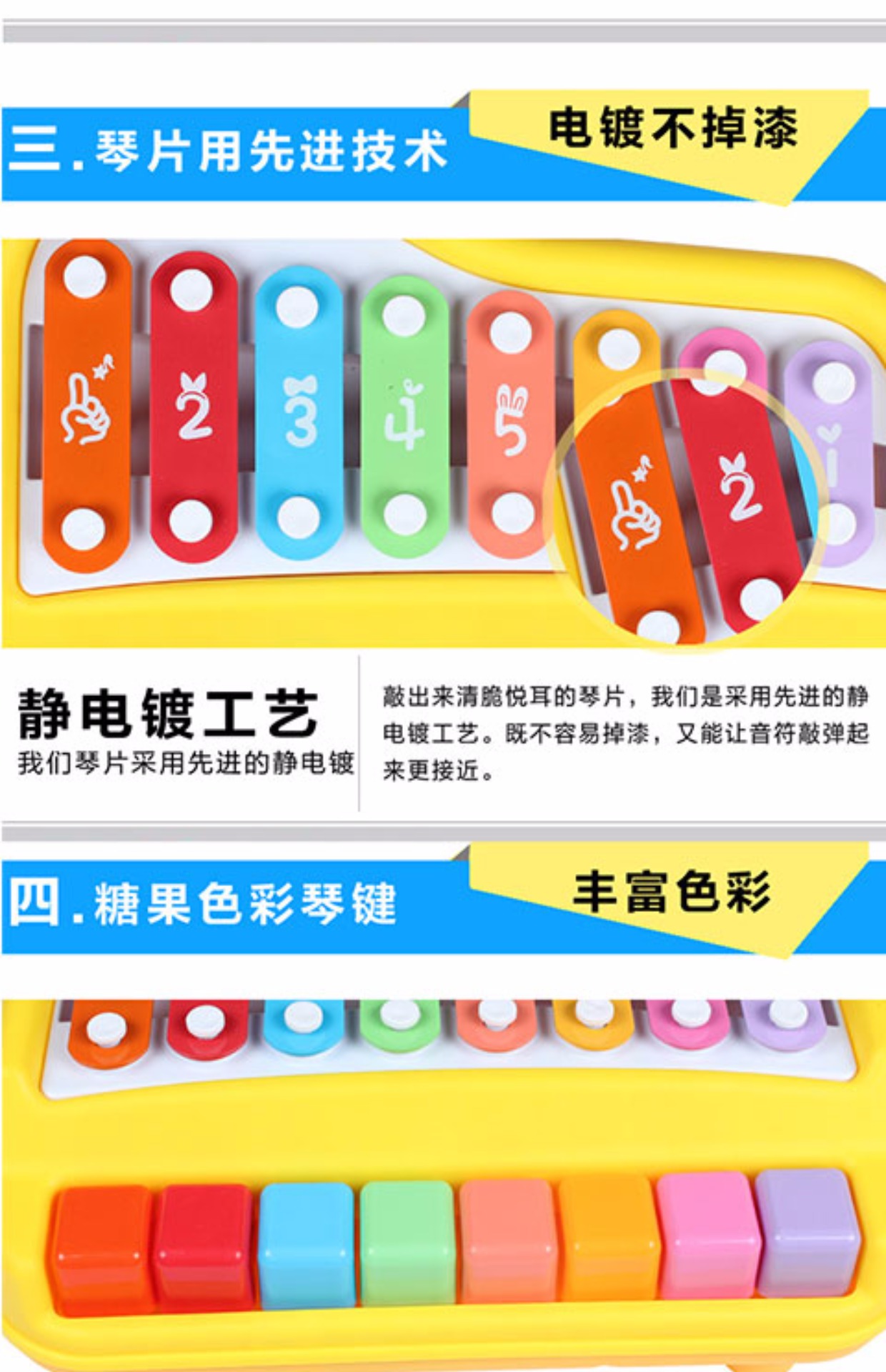 Bé gõ tay trên đàn piano trẻ em tám quãng tám bộ trống cho bé 