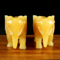Natural Yellow Jade Elephant Swing Piece Suction and Feng Shui Elephants Home Town Residence Jade Pair Living-room Adornment Engraving