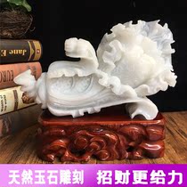 Natural white jade cabbage pendulum piece 100 chaeselivingroom bar Terrace Decoration Office for the opening of a fine gift
