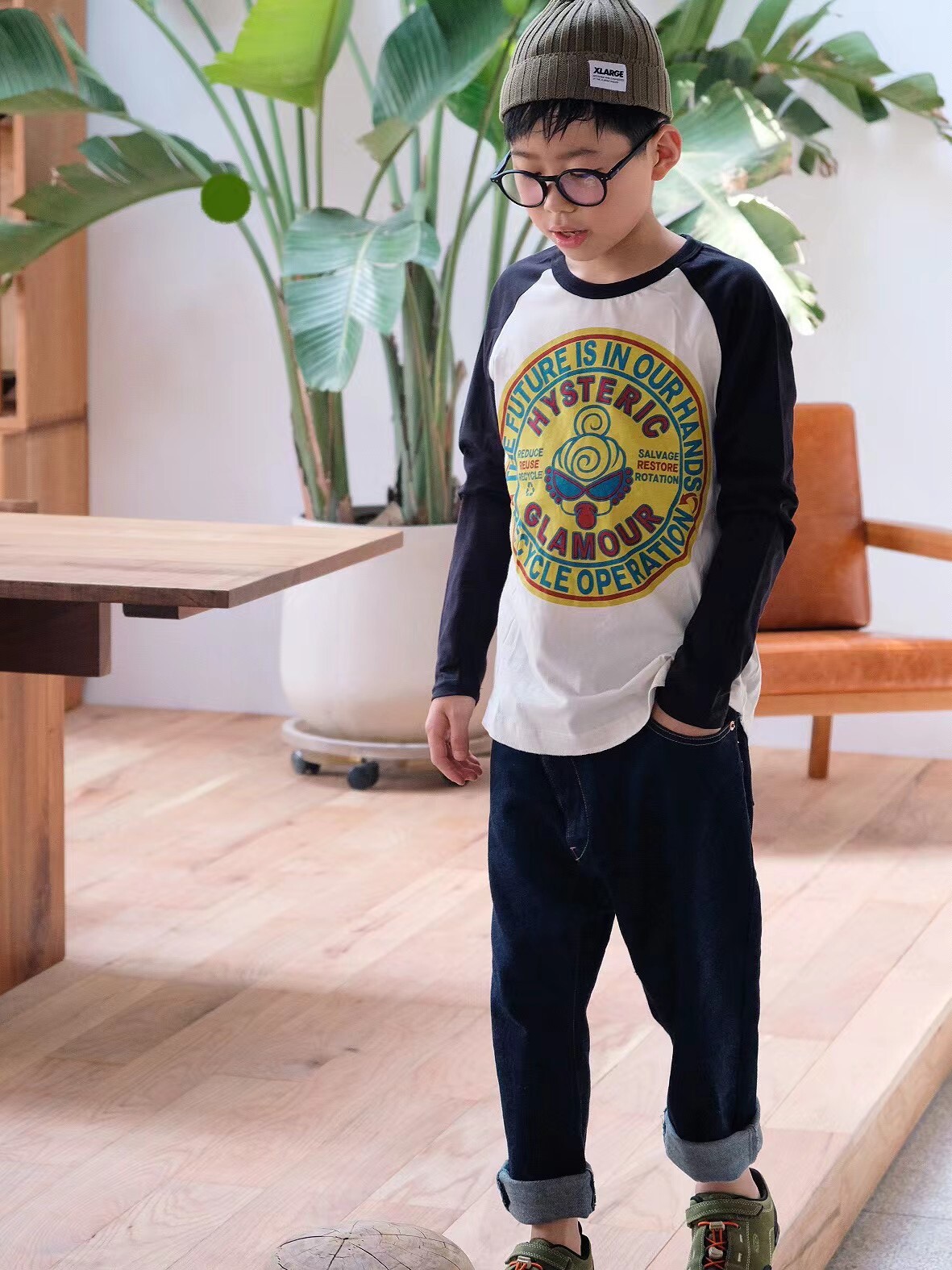 Cotton Japanese raglan sleeves color-blocking cartoon print pacifier long-sleeved T-shirt 22 years new autumn boys girls children