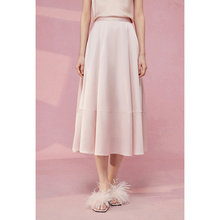 MandyZhang Peach Pink High Grade Satin Acetic Acid High Waist Skirt Women's Summer French Style A-line Umbrella Skirt