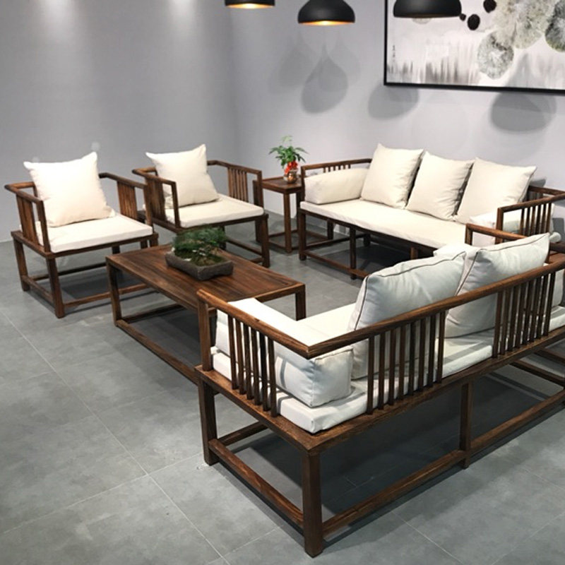 Pleasant Home Sofa Solid Wood Shahu Peach Wood Sofa Solid Wood Furniture Group Full Chinese Furniture Suit Combination