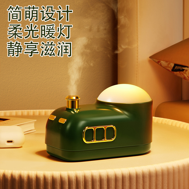 Small Retro Steam Train Big Spray Girls Cute Gift Students Dormitory Bedrooms Silent Desktop Humidifiers