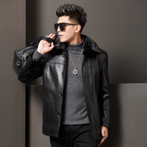 Head layer sheep leather mens long lapel mink hair liner winter New fur one coat