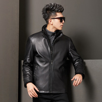 2021 Winter new Haining Leather mink liner mens jacket sheep leather stand collar coat