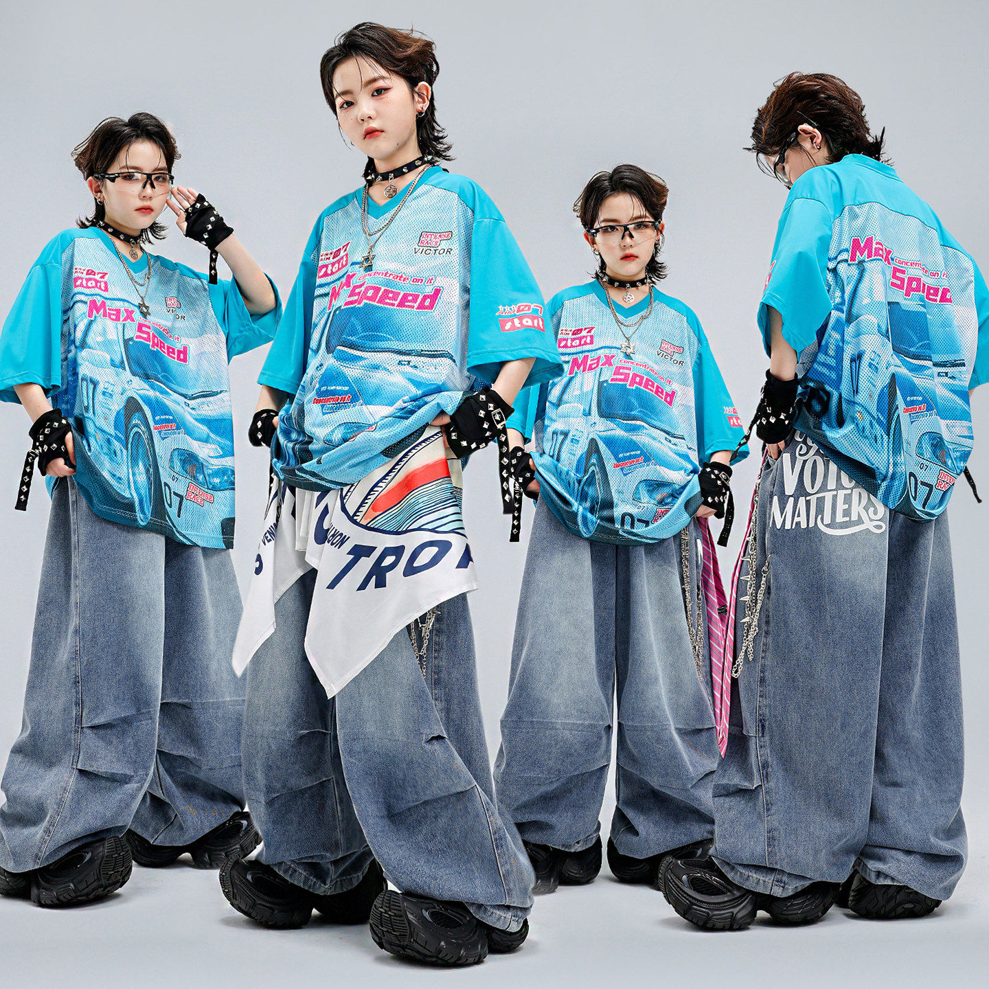 ストリートダンスの子供用トレンディな服、ジャズダンスやヒップホップのパフォーマンス衣装、エスニックなヒップホップスーツ、ダンスパフォーマンス衣装