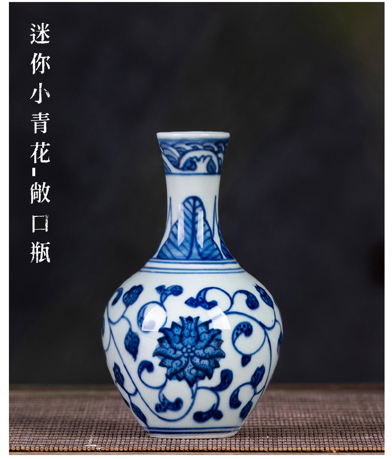 Blue and white porcelain of jingdezhen porcelain ceramic floret bottle water raise extra small mini furnishing articles rich ancient frame desktop decoration