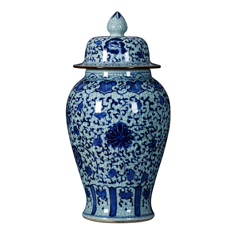Blue and white porcelain of jingdezhen ceramics general tank hand - made archaize to heavy storage tank with cover furnishing articles ground adornment