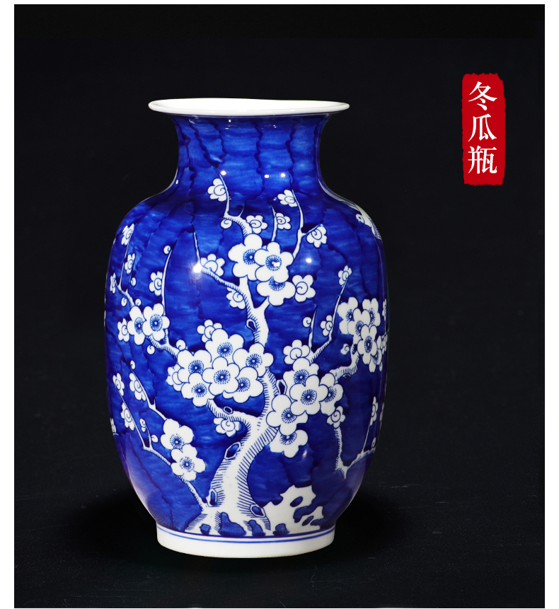 Jingdezhen ceramics vase furnishing articles sitting room flower arranging blue porcelain wine ark, of Chinese style household adornment ornament