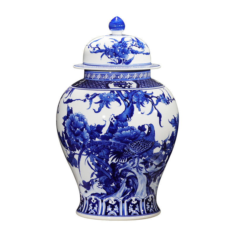 Jingdezhen ceramics hand - made of blue and white porcelain vase general storage jar jar of furnishing articles of the new Chinese style household ornaments