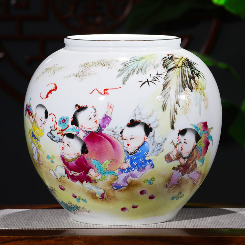 Jingdezhen ceramics vase pure manual gulp GuanPing new Chinese style household living room TV ark adornment furnishing articles