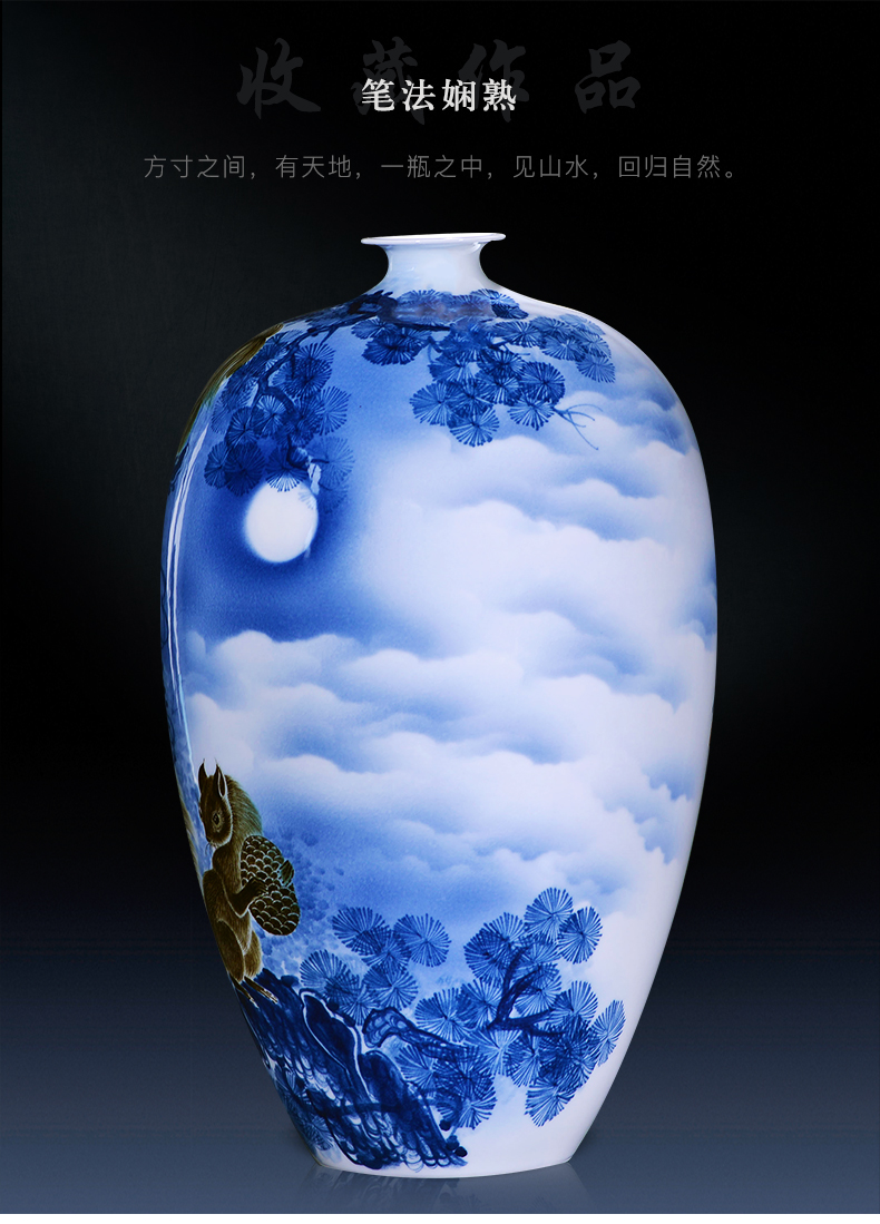 Jingdezhen ceramics hand - made of blue and white porcelain vases, flower arrangement furnishing articles of new Chinese style living room TV ark, home decoration