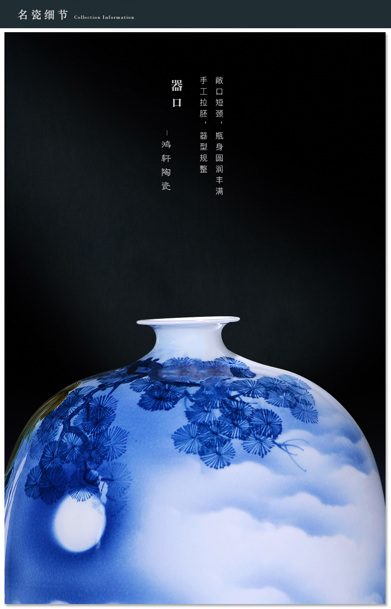 Jingdezhen ceramics hand - made of blue and white porcelain vases, flower arrangement furnishing articles of new Chinese style living room TV ark, home decoration