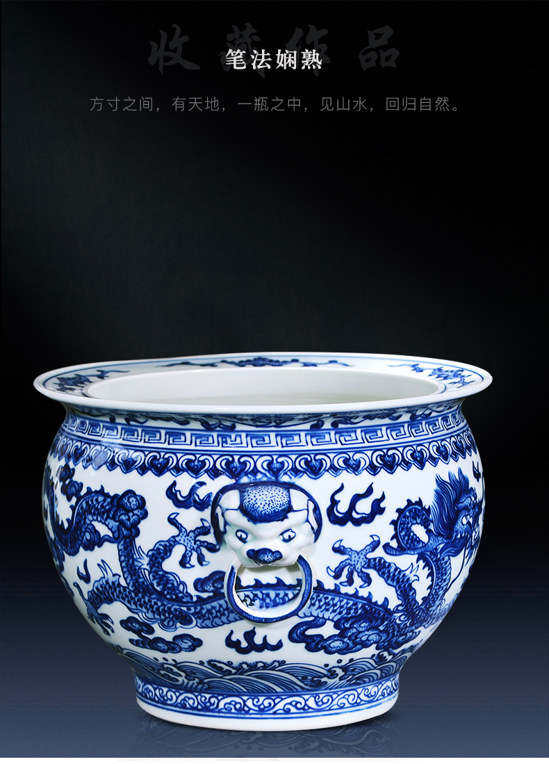 Hand - made cornucopia of blue and white porcelain of jingdezhen ceramics feng shui plutus furnishing articles sitting room of the new Chinese style household ornaments