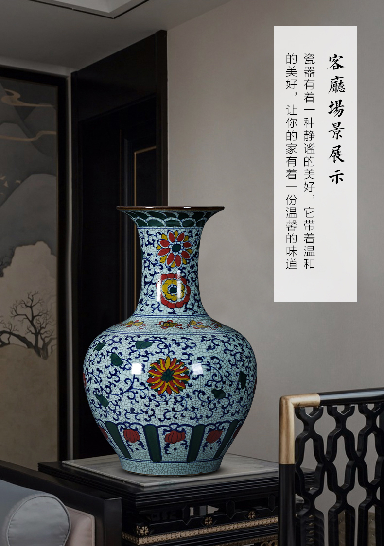 Jingdezhen ceramics large antique hand - made of blue and white porcelain vase furnishing articles of Chinese style living room floor decoration decoration