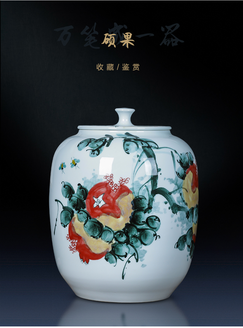 Jingdezhen ceramics hand - made caddy fixings large seal storage jar pu 'er tea cake tin, the seventh, peulthai the barrel with cover