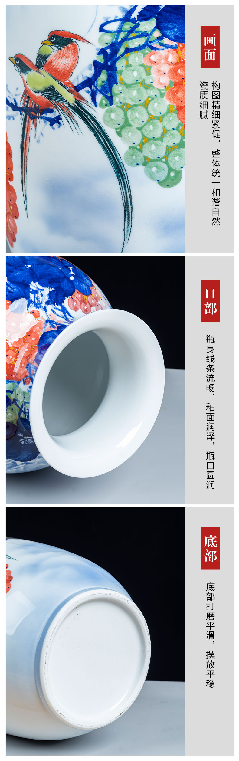 Jingdezhen ceramics hand - made idea gourd bottle of blue and white porcelain vase sitting room office decoration of Chinese style household furnishing articles