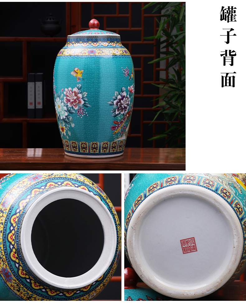 Jingdezhen ceramic barrel 30 jins home 20 jins with cover seal insect - resistant moistureproof tank home furnishing articles