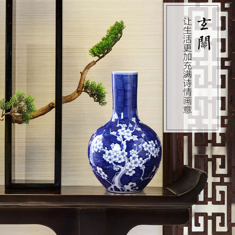 Jingdezhen ceramics hand - made antique blue and white porcelain vases, flower decoration of Chinese style household act the role ofing is tasted furnishing articles sitting room