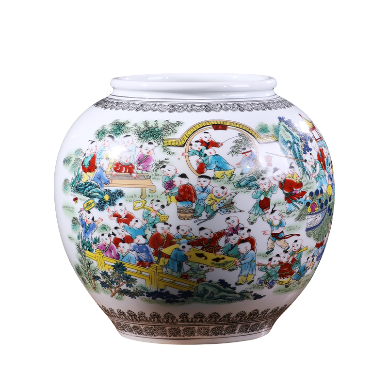 Jingdezhen ceramics vase storage tank with cover Chinese flower arranging household act the role ofing is tasted sitting room TV cabinet decorative furnishing articles