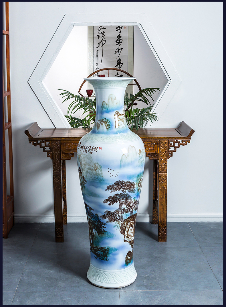 The Big vase hand - made porcelain of jingdezhen ceramics landscape decoration to the hotel housewarming landing furnishing articles to heavy large living room