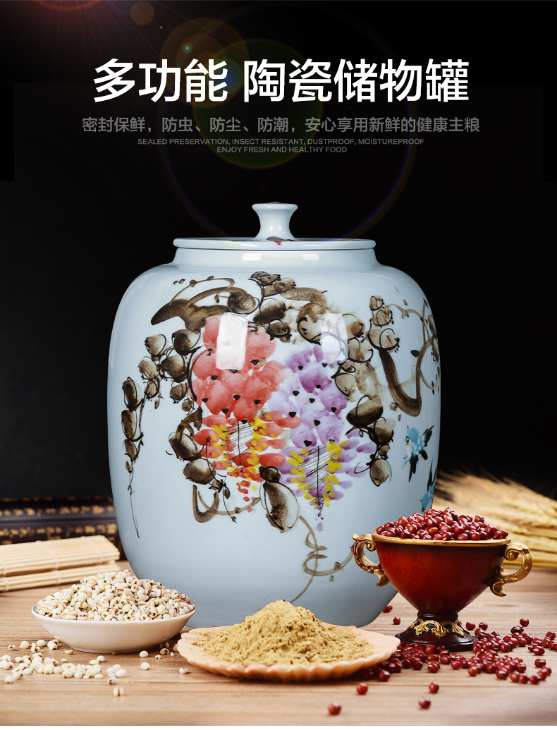 Jingdezhen ceramics hand - made caddy fixings large seal storage jar pu 'er tea cake tin, the seventh, peulthai the barrel with cover