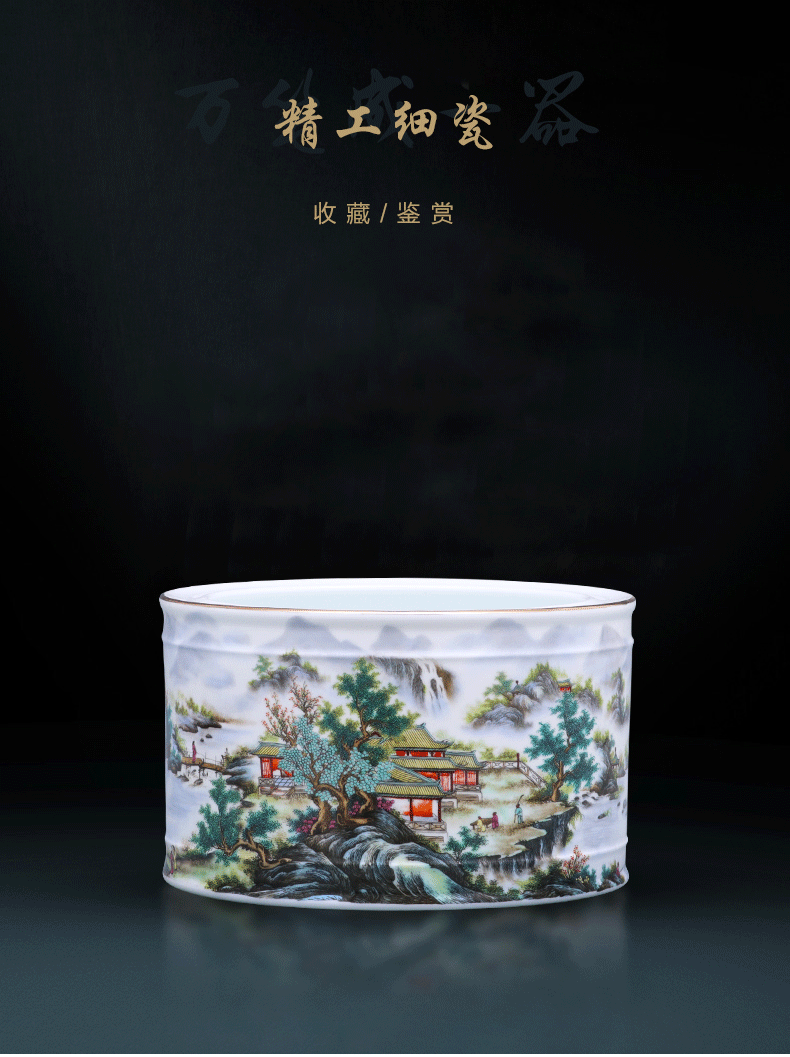 A large vase furnishing articles calligraphy cylinder tank porcelain of jingdezhen ceramics modern Chinese style living room home decoration