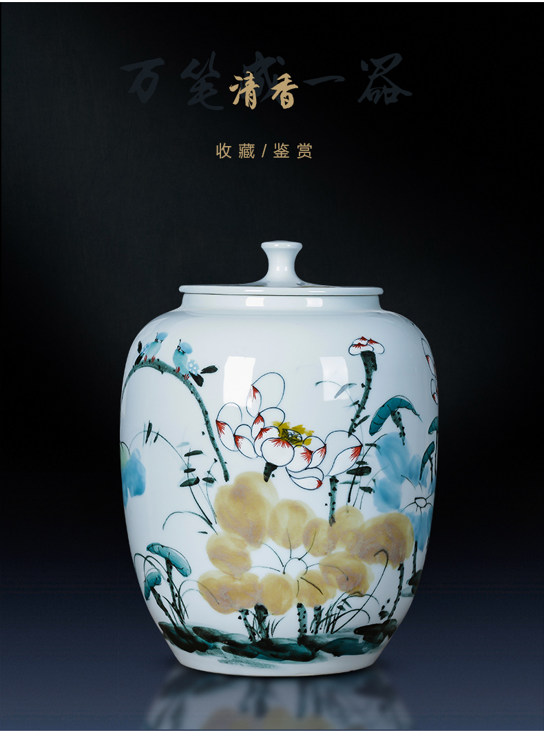 Jingdezhen ceramics hand - made caddy fixings large seal storage jar pu 'er tea cake tin, the seventh, peulthai the barrel with cover