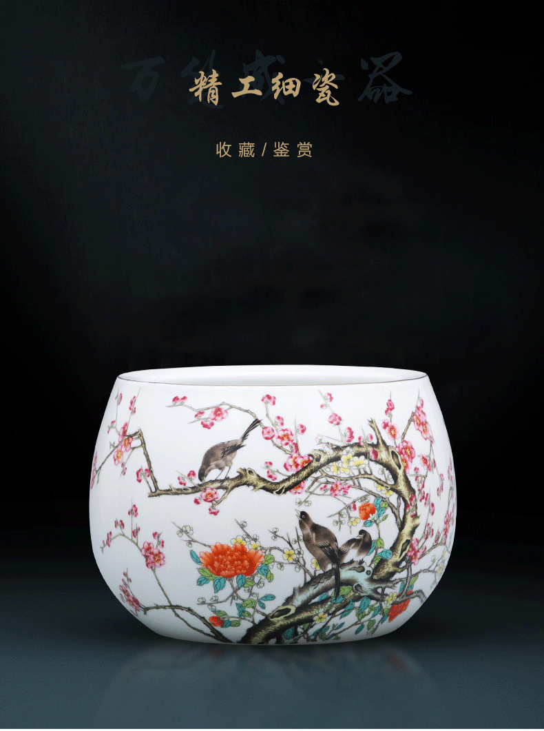 A large vase furnishing articles calligraphy cylinder tank porcelain of jingdezhen ceramics modern Chinese style living room home decoration