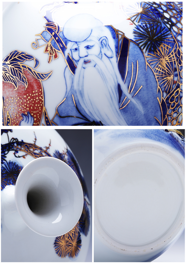 Jingdezhen ceramics master see colour character longevity figure big pomegranate hand - made vases bottles of new Chinese style household act the role ofing is tasted