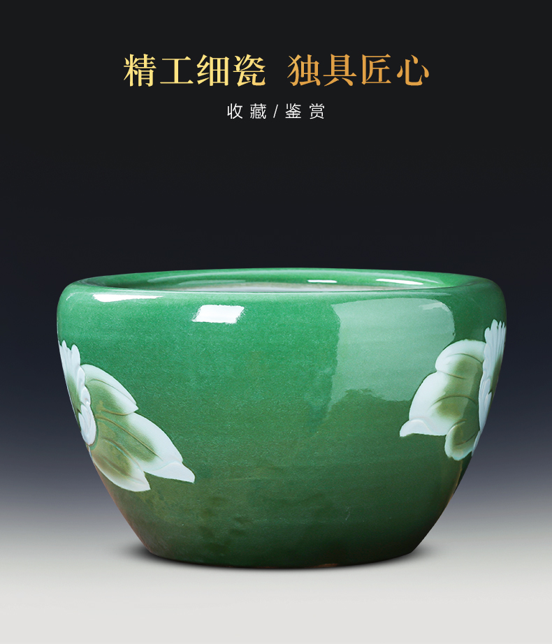 Jingdezhen ceramic aquarium pet gold fish tank water lily basin bowl lotus lotus cylinder cylinder tortoise GangPen sitting room place the flood water