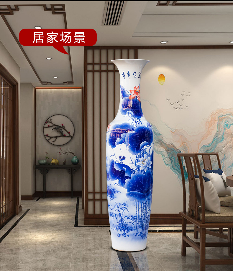 Jingdezhen ceramic floor big vase large furnishing articles hand - made the sitting room of Chinese style household act the role ofing is tasted decoration to the hotel opening