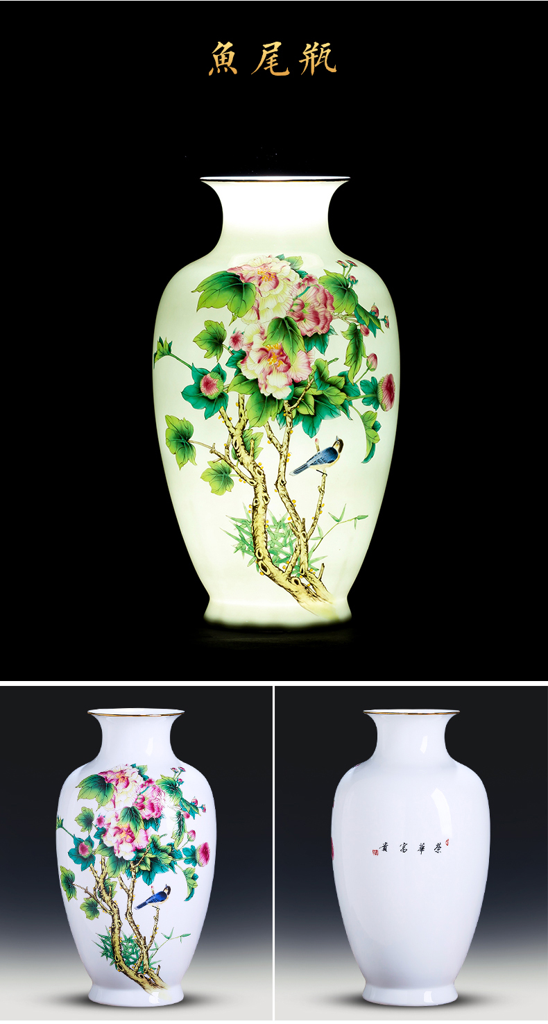 Jingdezhen ceramics thin foetus enamel vase of porcelain of splendor in the sitting room of Chinese style household decorative furnishing articles arranging flowers